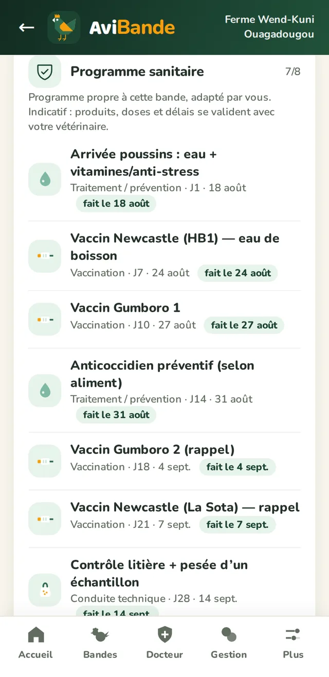 Protocole sanitaire avec une intervention en retard, puis le journal des saisies
